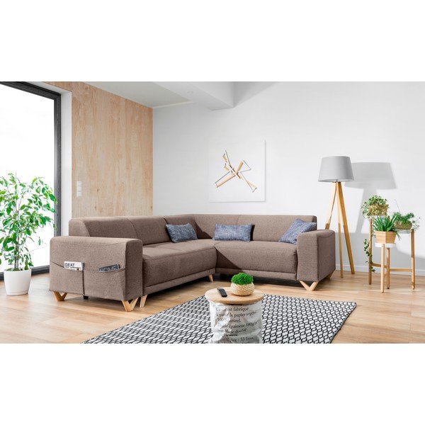 Brązowy rozkładany/ze schowkiem narożnik (prawostronny/w kształcie litery L) Classy Sophie – Miuform-image-3