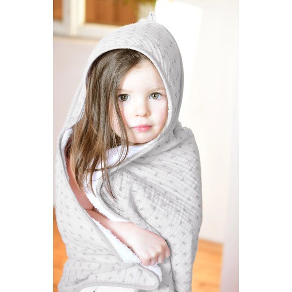 Jasnoszary bawełniany ręcznik dziecięcy z kapturem 80x80 cm Lil Planet – Roba-image-2
