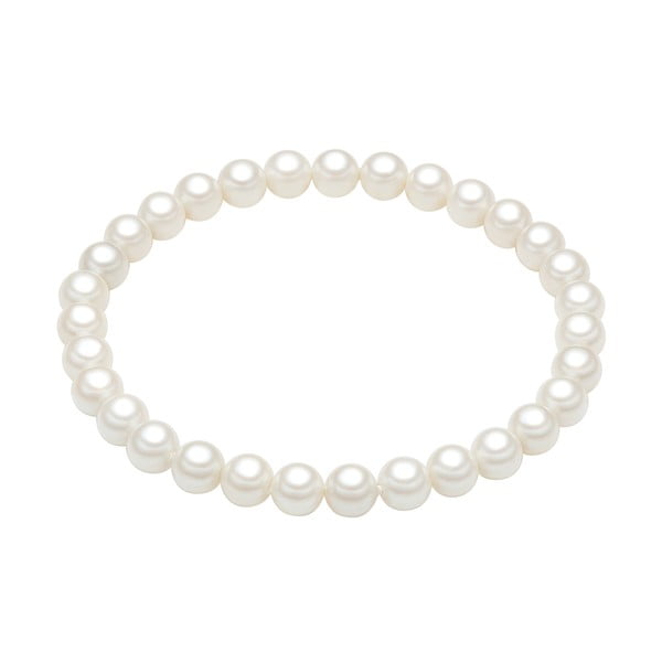 Perłowa bransoletka Muschel, białe perły 6 mm, długość 17 cm