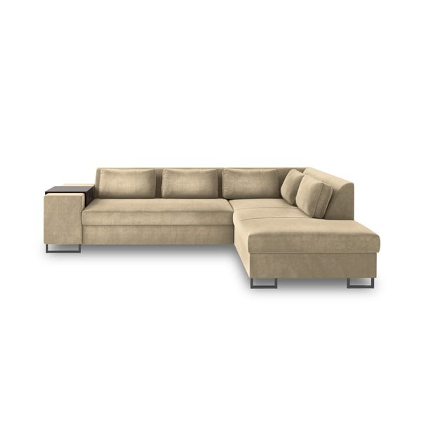 Beżowa rozkładana sofa prawostronna Cosmopolitan Design San Diego