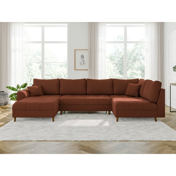 Ceglasty sztruksowy narożnik (lewostronny) Ariella – Ropez-image-1