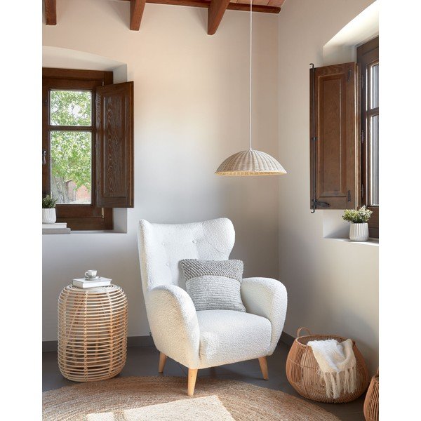 Biały fotel z materiału bouclé Patio – Kave Home-image-1