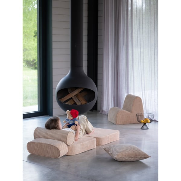 Jasnobrązowy sztruksowy fotel dziecięcy Flip – Wigiwama-image-4