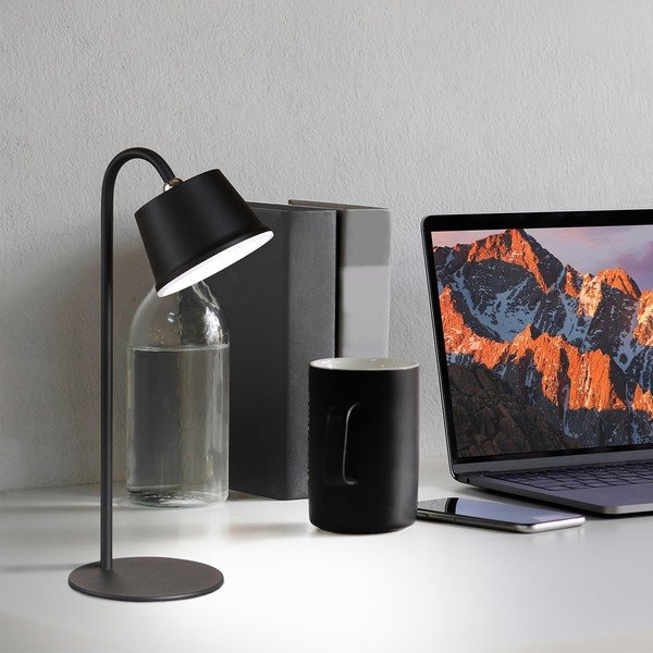 Czarna lampa stołowa LED z metalowym kloszem (wysokość 34 cm) Voet – Fischer & Honsel-image-1