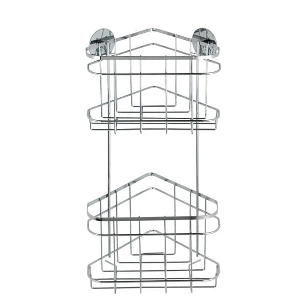Półka narożna 2-poziomowa z przyssawkami Wenko Turbo-Loc, 15,5x22,5 cm-image-1