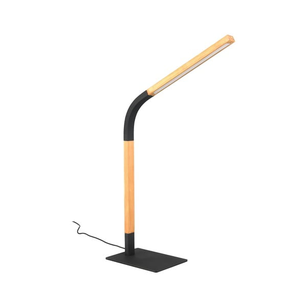 Czarna lampa stołowa LED ze ściemniaczem i drewnianym kloszem (wys. 73,5 cm) Norris – Trio-image-2
