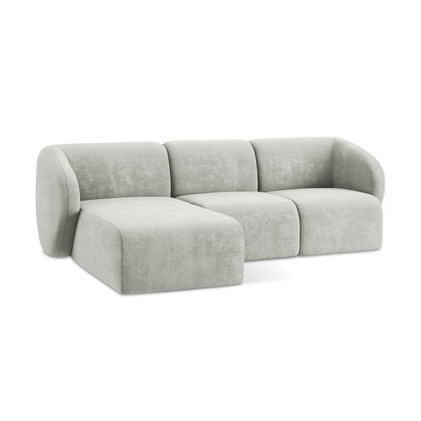 Jasnoszary narożnik z tkaniny szenilowej (lewostronny/z szezlongiem) Lani – Makamii-image-4