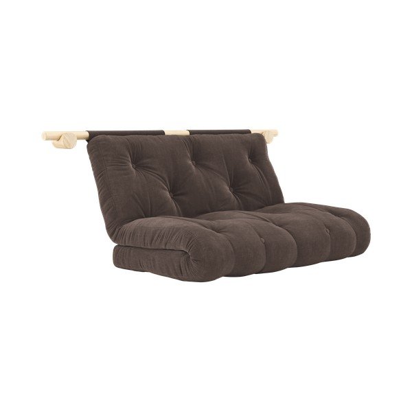Ciemnobrązowa sztruksowa rozkładana sofa 135 cm Hooked – Karup Design