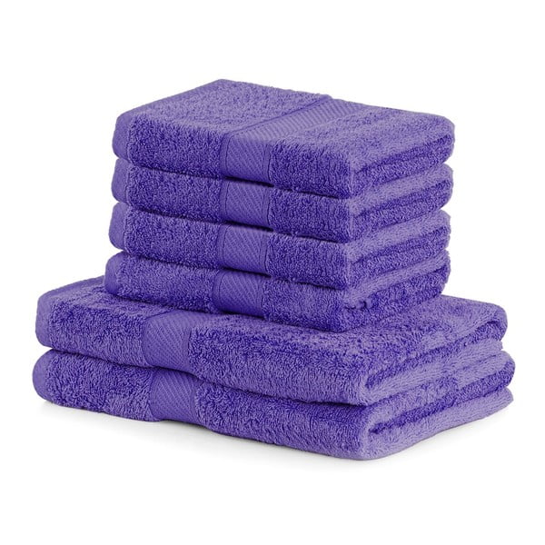 Komplet 6 ciemnofioletowych ręczników DecoKing Bamby Purple