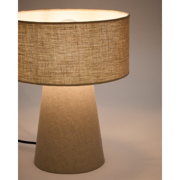 Szarobeżowa lampa stołowa z tekstylnym kloszem (wysokość 35 cm) Algaida – Kave Home-image-2