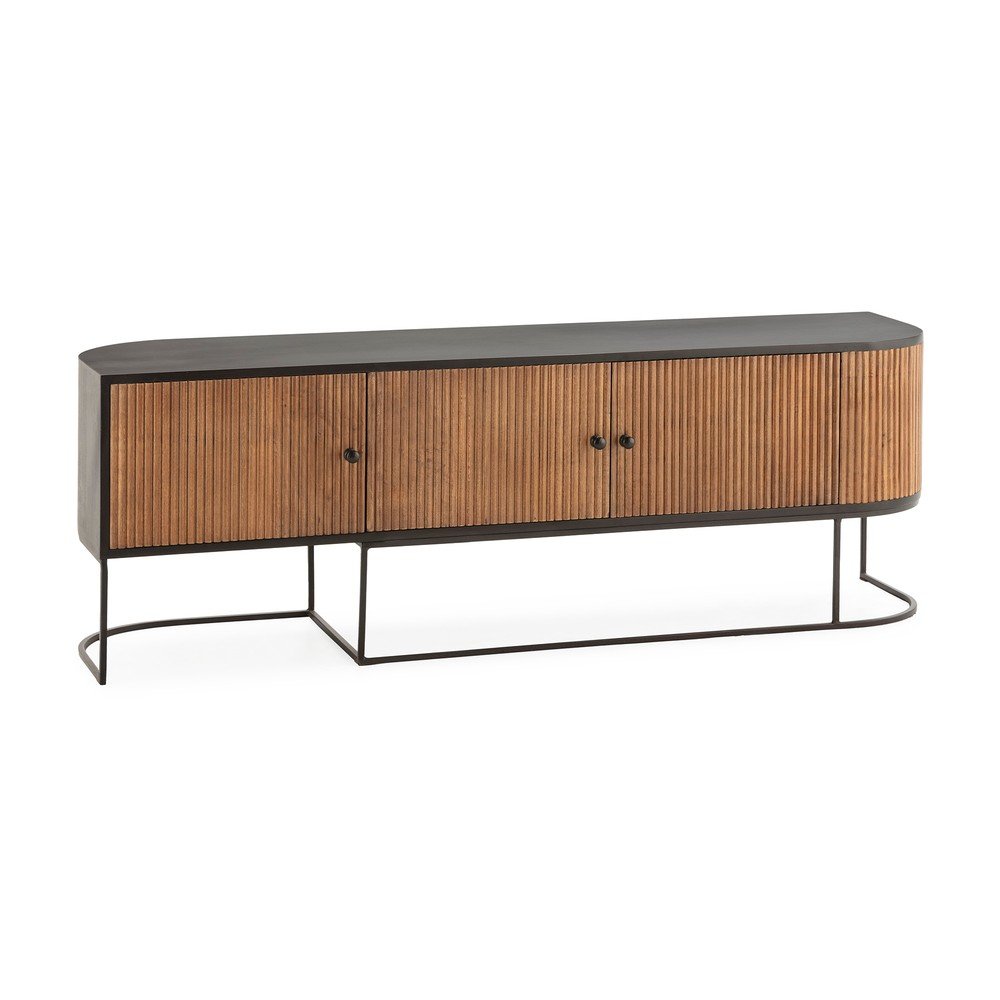 Szafka pod TV z litego drewna mango w naturalnym kolorze 160x55x40 cm Curve – MOME