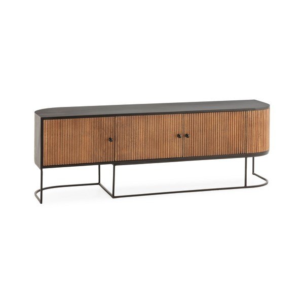 Szafka pod TV z litego drewna mango w naturalnym kolorze 160x55x40 cm Curve – MOME