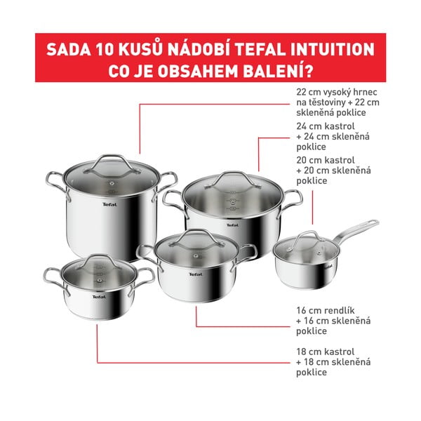 Zestaw garnków ze stali nierdzewnej 10 el. Intuition – Tefal-image-2