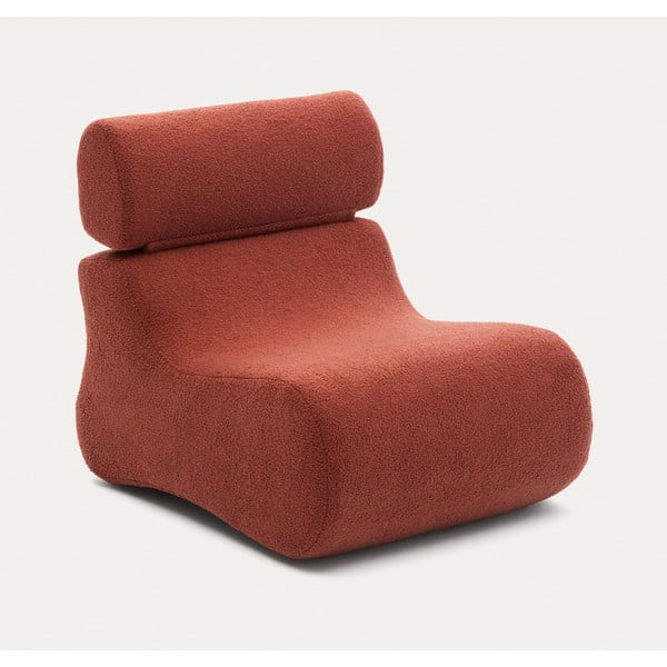Fotel z materiału bouclé w kolorze terakoty Club – Kave Home-image-3