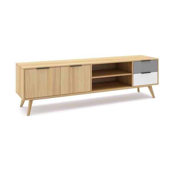 Szafka pod TV z drewna sosnowego 180x53 cm Elfa – Marckeric-image-3