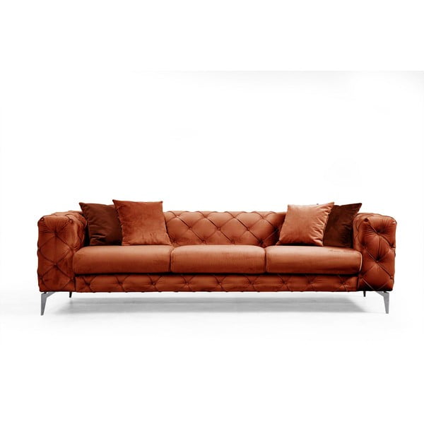 Pomarańczowa aksamitna sofa 237 cm Como – Artie