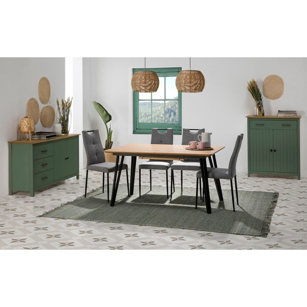 Zielono-naturalna niska komoda z litego drewna sosnowego 150x80 cm Miranda – Marckeric-image-2