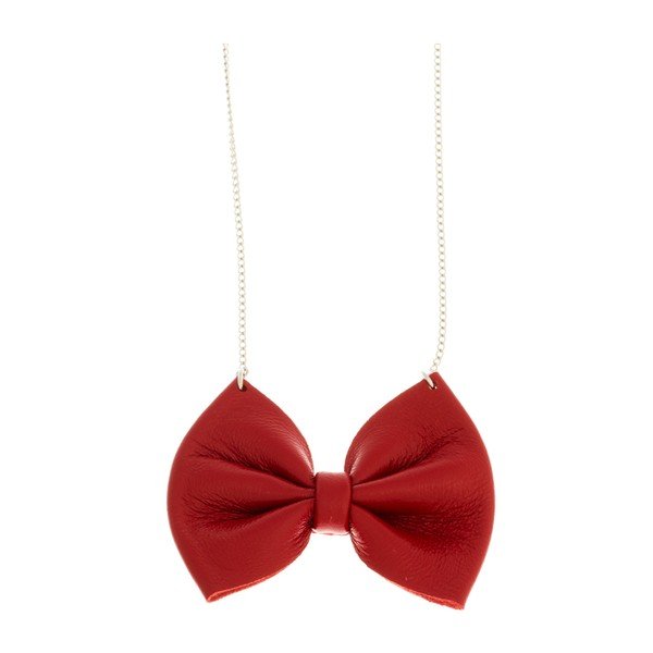 Naszyjnik Leather Bow Red