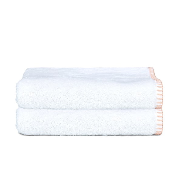 Zestaw 2 ręczników Whyte 100x150 cm, biało-łososiowy