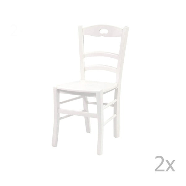 Zestaw 2 białych krzeseł z litego drewna Evergreen House Wooden