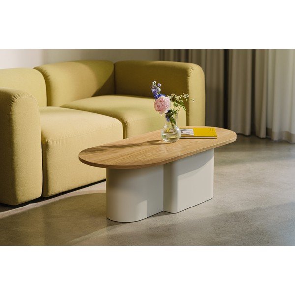 Beżowy stolik z blatem w dekorze dębu 50x115 cm Looi – noo.ma-image-1