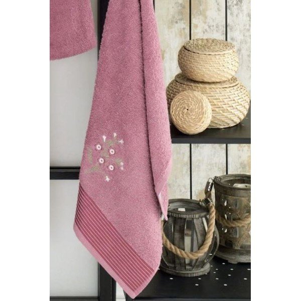 Ciemnoróżowy bawełniany zestaw szlafroka i ręcznika w rozmiarze S/M – Mila Home-image-1