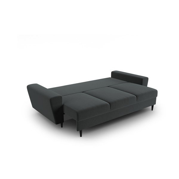 Ciemnoszara aksamitna rozkładana sofa ze schowkiem 235 cm Kyoto – Cosmopolitan Design-image-2