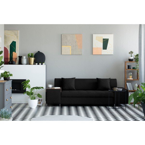 Czarna sofa z nóżkami w kolorze srebra Cosmopolitan Design Orlando, 220 cm-image-1