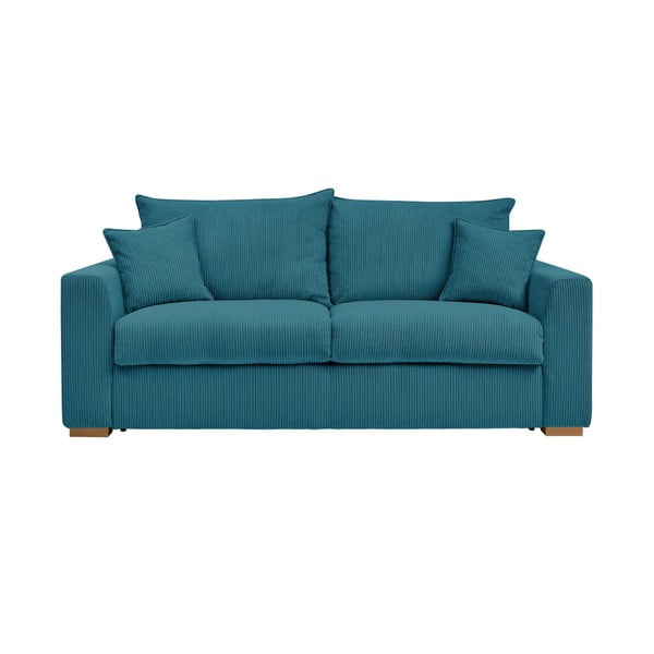 Niebieska sztruksowa rozkładana sofa 225 cm Augustin – Bobochic Paris