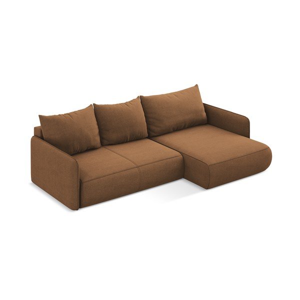 Pomarańczowy rozkładany/ze schowkiem narożnik (prawostronny) Nanea – Makamii-image-4