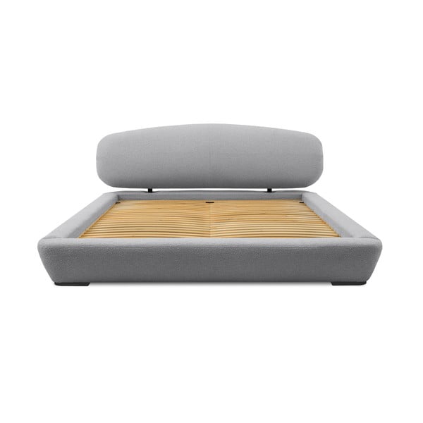 Szare tapicerowane łóżko dwuosobowe ze stelażem 180x200 cm Odette – Scandic-image-3