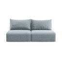 Niebieska aksamitna rozkładana sofa ze schowkiem 216 cm Kalena – Makamii
