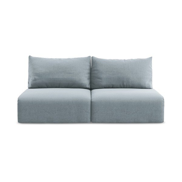 Niebieska aksamitna rozkładana/ze schowkiem sofa 216 cm Kalena – Makamii
