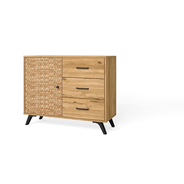 Niska komoda w dekorze dębu 92x81 cm Malaca – Marckeric-image-2