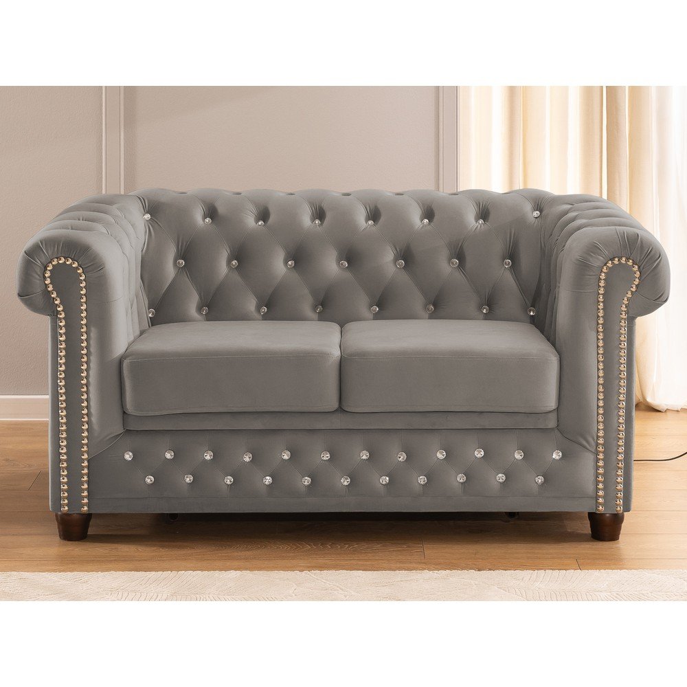 Szara aksamitna rozkładana sofa 148 cm York Blik – Ropez (zdjęcie 4)