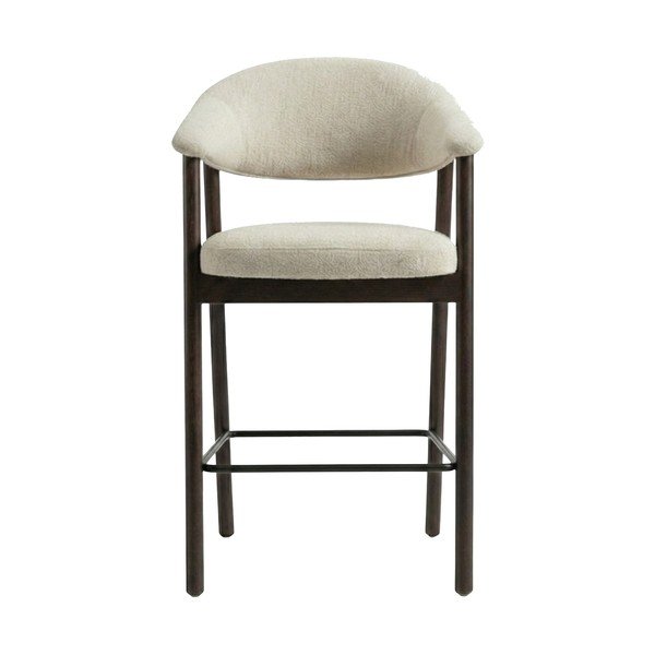 Brązowy/kremowy tapicerowany hoker z podłokietnikami (wysokość siedziska 67 cm) Elk – Unique Furniture-image-1