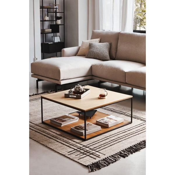 Stolik z blatem w dekorze dębu 80x80 cm Yona − Kave Home-image-2