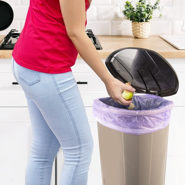 Brązowy plastikowy kosz na śmieci z pedałem 30 l – Orion-image-2