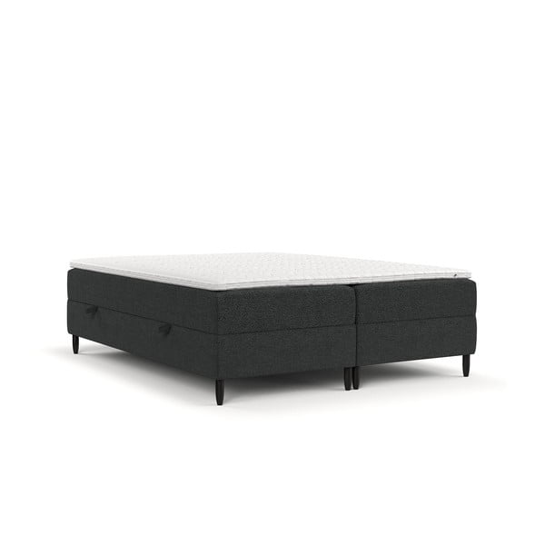 Ciemnoszare łóżko boxspring ze schowkiem 200x200 cm Malte – Maison de Rêve