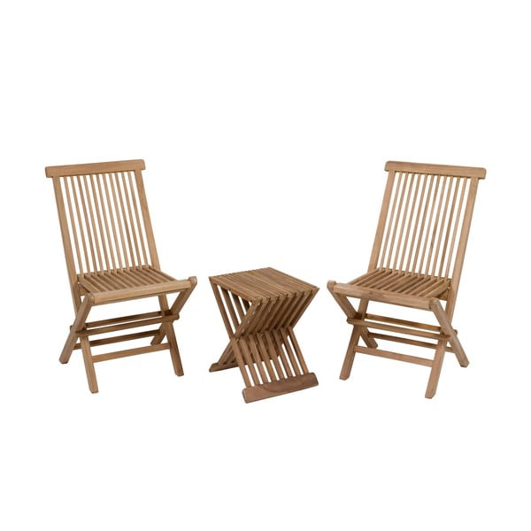 Zestaw 2 krzeseł i stołu z drewna tekowego Santiago Pons Taar