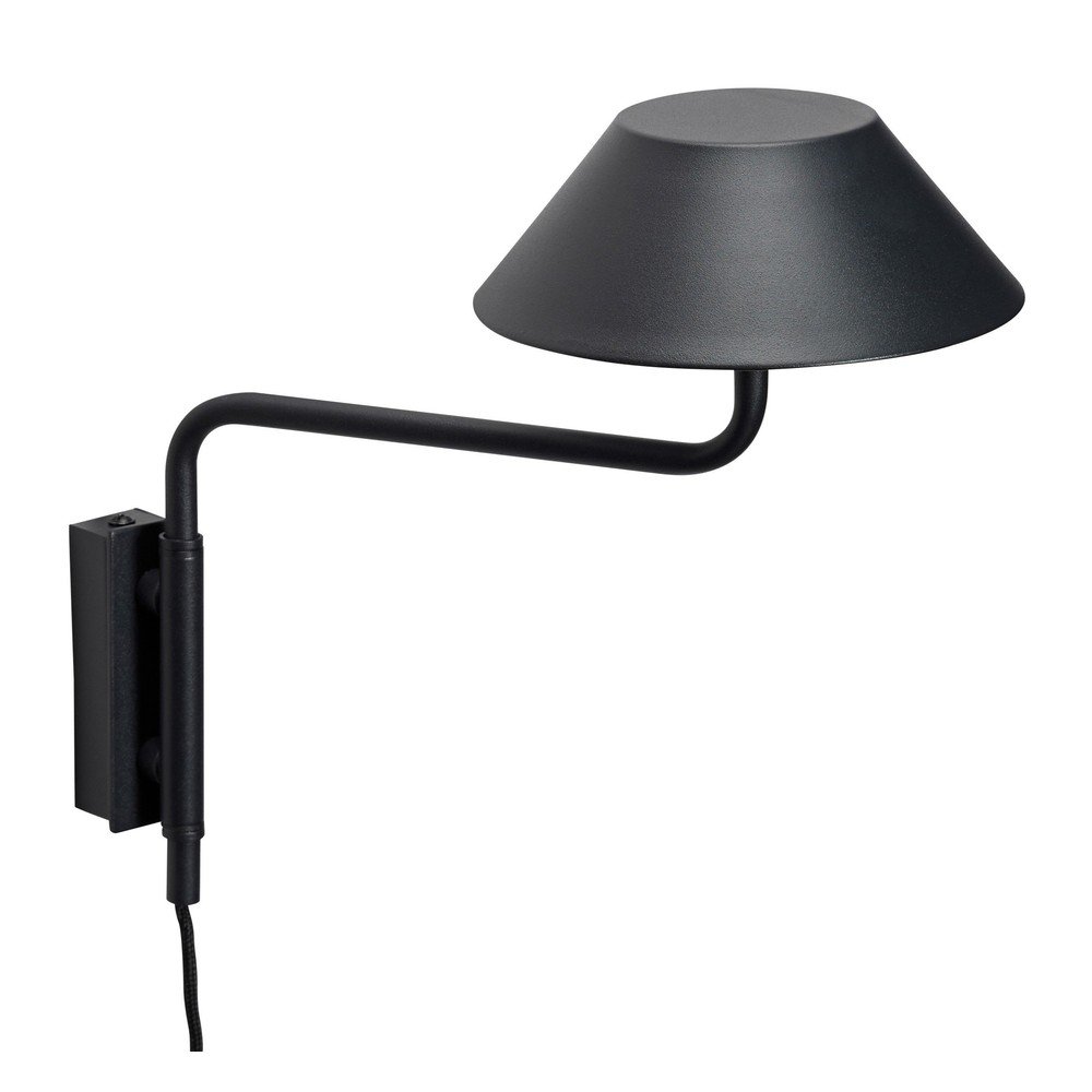 Czarny metalowy kinkiet LED ze ściemniaczem do kontaktu ø 30 cm Cover – Hübsch