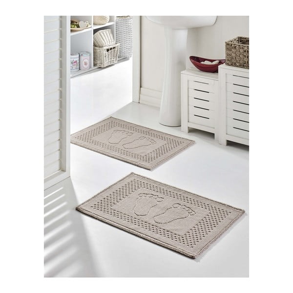 Zestaw 2 szarych bawełnianych dywaników łazienkowych Bathmat Garrudo, 50x70 cm