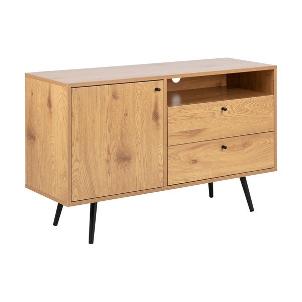 Czarno-naturalna szafka pod TV w dekorze dębu 124x75 cm Wilma – Actona-image-2