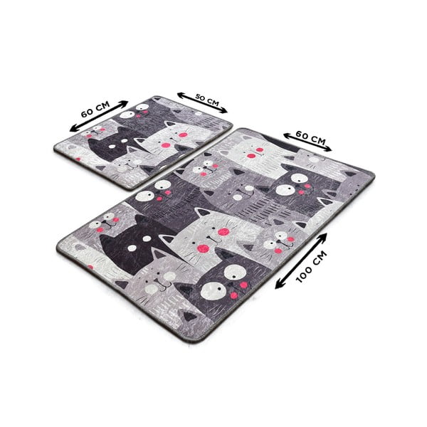 Szare dywaniki łazienkowe zestaw 2 szt. 60x100 cm Meow – Foutastic-image-3