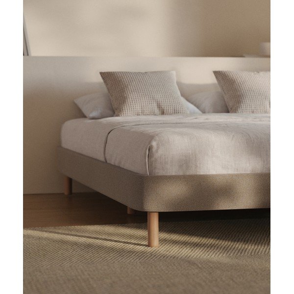 Brązowe tapicerowane łóżko dwuosobowe bez zagłówka 160x200 cm Ofelia – Kave Home-image-2