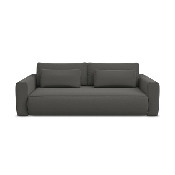 Ciemnoszara aksamitna rozkładana/ze schowkiem sofa 238 cm Kapua – Makamii