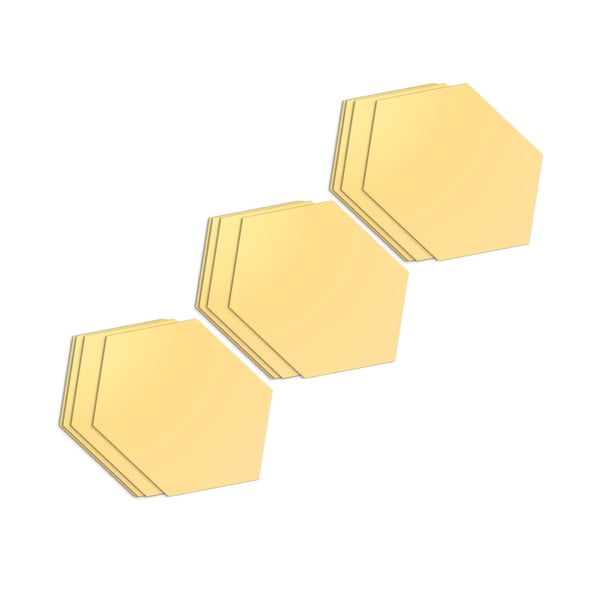 Zestaw naklejek na ścianę 12 szt. 17x20 cm Hexagons Gold – Ambiance-image-2