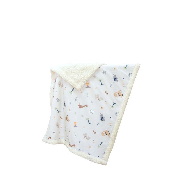 Biały koc dziecięcy z bawełny renforcé 75x100 cm Dinozor – Mijolnir