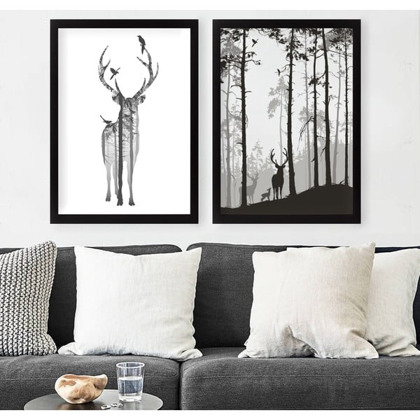 Obrazy zestaw 2 szt. 34x44 cm Deer – Wallity-image-1