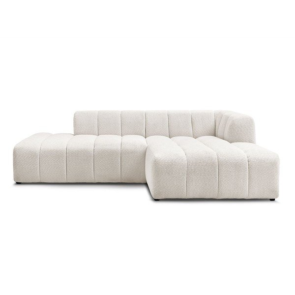 Biały narożnik z materiału bouclé (prawostronny/z szezlongiem) Annecy – Bobochic Paris